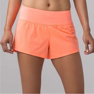 Lululemon Final Lap Shorts Running Training Activewear Lightweight Orange Size 6